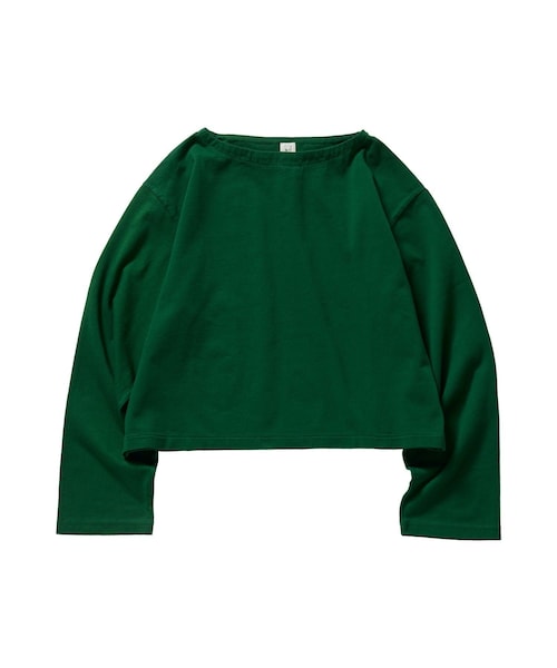 bonjour records(ボンジュールレコーズ)の「blurhms ROOTSTOCK/ブラームス・ルーツストック Classic Short Basque Shirt(Tシャツ/カットソー・レディース・ブラック/グリーン・0/1)」の4枚目の写真