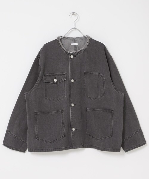 ITEMS URBANRESEARCH（アイテムズ アーバンリサーチ）の「デニムオーバーノーカラージャケット（デニムジャケット・レディース・BLU/GRY/BLK・Free）」の18枚目の写真