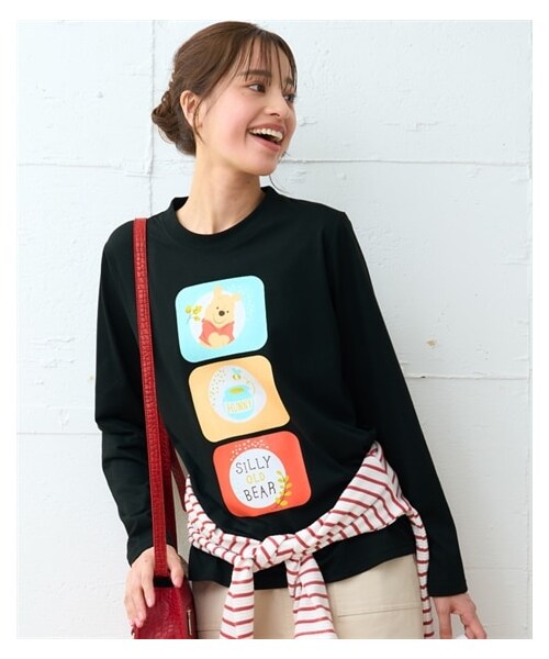 nissen（ニッセン）の「大きいサイズ　長袖プリントＴシャツ（ディズニー）（Tシャツ/カットソー・レディース・杢オートミール(プー)/ラベンダー(マリー)/カーキ(ミッキー)/黒(プー)/チャコールグレー(バックミッキー)・L/LL/3L/4L/5L/6L/8L/10L）」の7枚目の写真