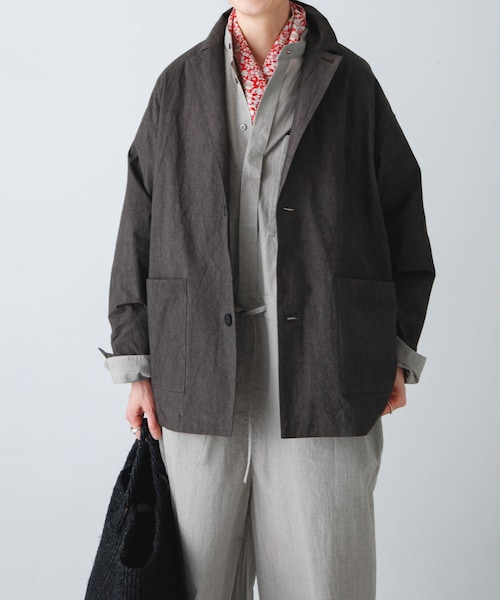 かぐれ（カグレ）の「『ユニセックス』コットンテーラードジャケット（テーラードジャケット・レディース・BEIGE/CHARCOAL/BLACK・1/2）」の15枚目の写真