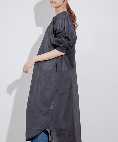 Jayro（ジャイロ）の「インド綿ボイルエリシャーリングワンピース（ワンピース・レディース・ブラック/ブルー/ピンク・M）」の6枚目の写真