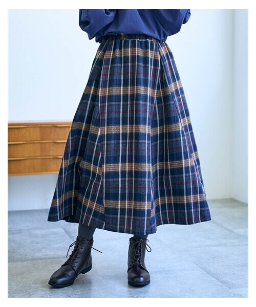 nissen（ニッセン）の「チェック柄切替フレアスカート【Otona Purete】（スカート・レディース・赤系/ネイビー系・M/L/LL/3L/4L/5L/6L）」の6枚目の写真