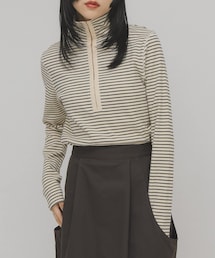 KBF | タートルホックボーダートップス(Tシャツ/カットソー)