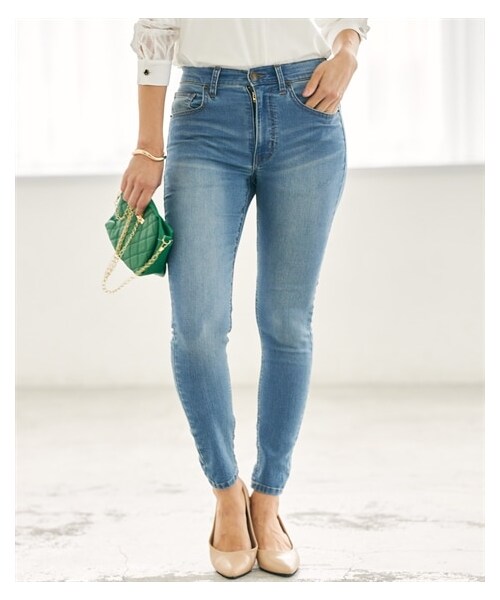 nissen（ニッセン）の「ストレッチデニムスキニーパンツ【ERES BELLA】（デニムパンツ・レディース・ネイビー/ユーズドブルー・M/L/LL/3L）」の10枚目の写真