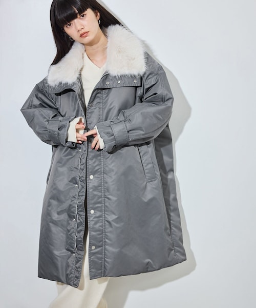 ADAM ET ROPE'(アダムエロペ)の「【upper hights for ADAM ET ROPE'】別注 THE U-BENCH COAT(ナイロンジャケット・レディース・ブラック/グレー・F)」の10枚目の写真
