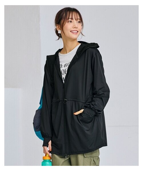nissen（ニッセン）の「まるっと顔までUVドロストパーカー＜大きいサイズ有＞（パーカー・レディース・ネイビーグレー/黒/グレージュ/ラベンダー・S~M/L~LL/3L~4L/5L~6L/8L/10L）」の3枚目の写真