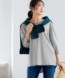 nissen | 綿１００％きれいめスムースふんわり8分袖カットソートップス（ＵＶカット）(Tシャツ/カットソー)