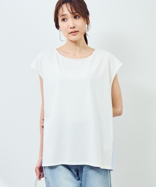 ROPE' PICNIC(ロペピクニック)の「ストライプドッキングフレンチスリーブプルオーバー(Tシャツ/カットソー・レディース・ホワイト系/ネイビー・38)」の8枚目の写真