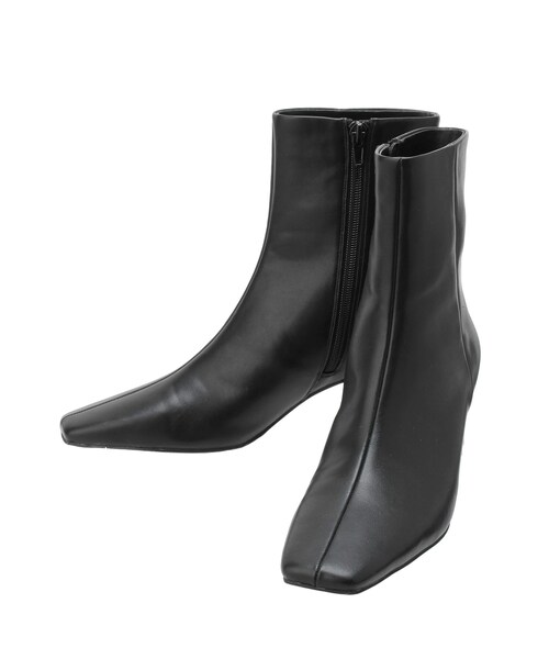 LAGUNAMOON（ラグナムーン）の「スクエアトゥショートブーツ（ブーツ・レディース・ブラック/ベージュ・S/M）」の2枚目の写真