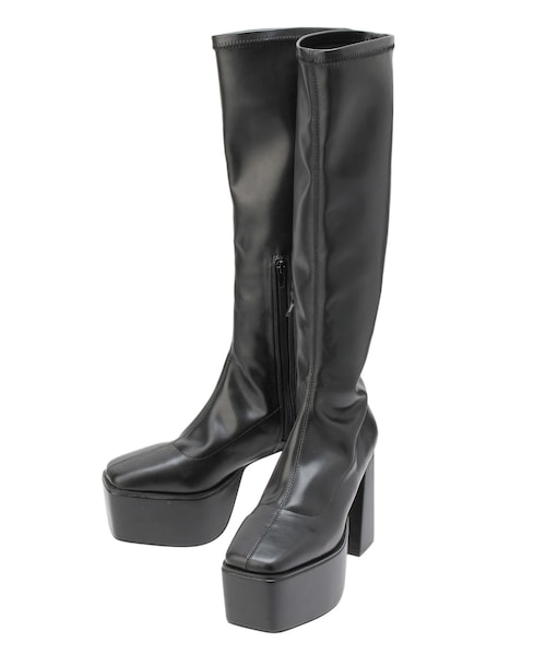 GYDA（ジェイダ）の「ストレッチチャンキーブーツ（ブーツ・レディース・アイボリー/ブラック・S/M/L）」の7枚目の写真