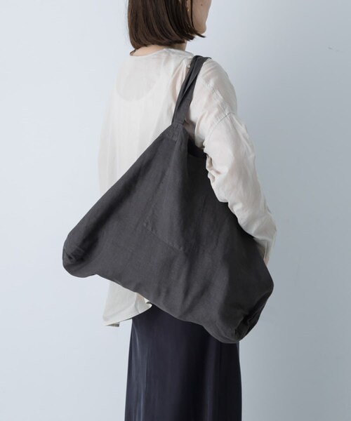 かぐれ（カグレ）の「リネンビッグトートバッグ（トートバッグ・レディース・SMOKE PINK/BEIGE/BLUE GREEN/CHARCOAL/YELLOW KHK・FREE）」の7枚目の写真