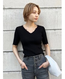 EMODA | クラッシュショートリブニット(ニット/セーター)