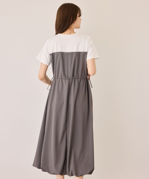 Jayro（ジャイロ）の「半袖ドッキングバルーンワンピース（ワンピース・レディース・ブラック/チャコール/カーキ・M）」の17枚目の写真