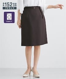 nissen | 小さいサイズ　【レディーススーツ】共布ベルト付きタイトスカート（セットアップ対応）　低身長さん・小柄女性(スーツスカート)