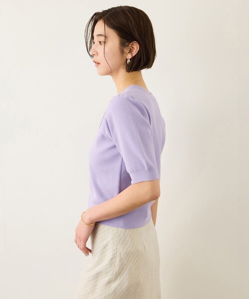 ROPE'（ロペ）の「前後2WAY 5分袖ニットプルオーバー/イージーケア（ニット/セーター・レディース・ブラック/ネイビー/ラベンダー/レッド・F）」の7枚目の写真