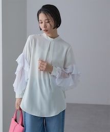 Callarus | 【入学式・卒業式・フォーマル】<単品>ラッフルデザイン袖ブラウス<大きいサイズ有>〔Callarus〕(シャツ/ブラウス)