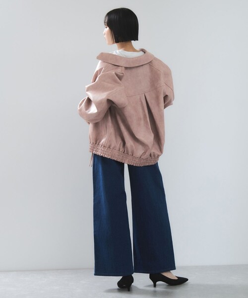 VIS（ビス）の「合皮＆スエードライクジップアップブルゾン（ブルゾン・レディース・ダークブラウン/ダークブラウン系/ピンク系・F）」の11枚目の写真