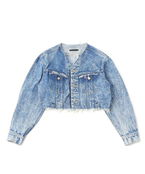 ADAM ET ROPE'(アダムエロペ)の「【QUIITO】REMAKE N COLLAR DENIM JK(デニムジャケット・レディース・ネイビー/ネイビー系/ブルー/ブルー系・36/38/F)」の11枚目の写真