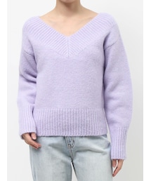 LAGUNAMOON | Vネックカラーショートニットプルオーバー(ニット/セーター)