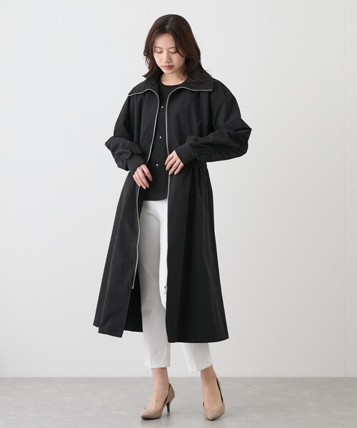 Jayro(ジャイロ)の「ウエスト切替ジップアップロングコート(その他アウター・レディース・ブラック/ベージュ/グリーン/ネイビー/サックス・F)」の14枚目の写真