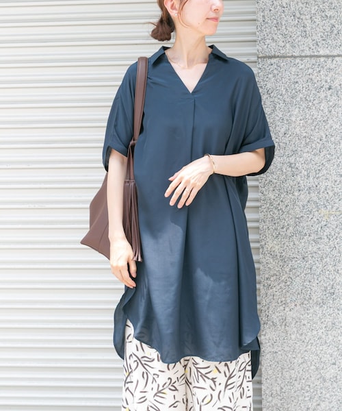 ITEMS URBANRESEARCH（アイテムズ アーバンリサーチ）の「スキッパーフレンチチュニック（チュニック・レディース・NVY/KHK/WHT/MNT・FREE）」の4枚目の写真
