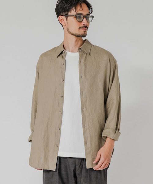 URBAN RESEARCH（アーバンリサーチ）の「LINEN REGULAR SHIRTS（シャツ/ブラウス・メンズ・BLACK/BEIGE/NAVY/SAX・M/L）」の2枚目の写真