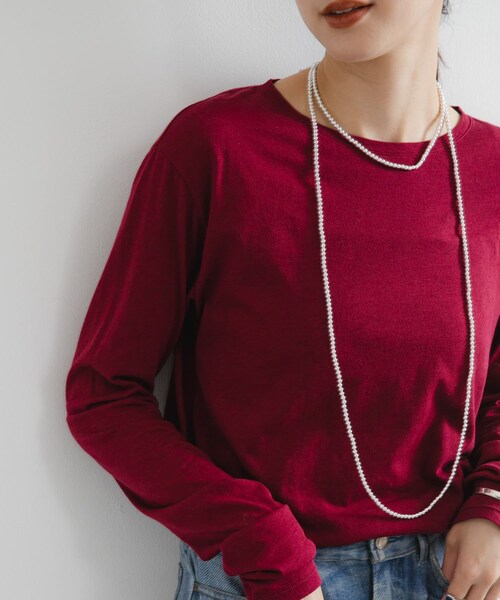 URBAN RESEARCH(アーバンリサーチ)の「ウールコットンロングスリーブカットソー(Tシャツ/カットソー・レディース・OFF WHITE/CHERRY RED/BLACK/BORDER・Free)」の4枚目の写真