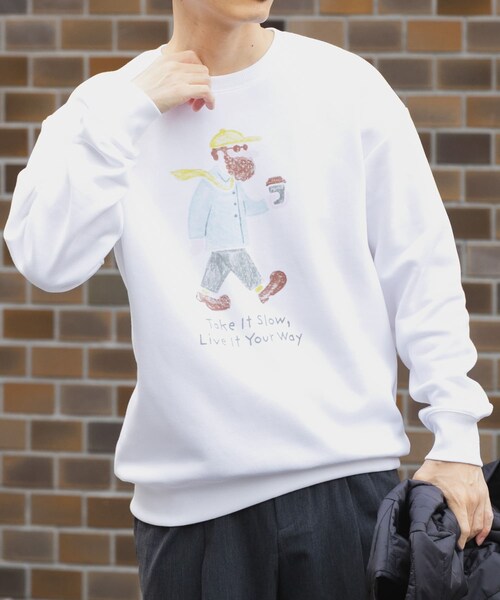 ITEMS URBANRESEARCH（アイテムズ アーバンリサーチ）の「OJISAMPO スウェットトップス（スウェット・メンズ・BIKE WHITE/BIKE BLACK/WALK WHITE/WALK BLACK・M/L）」の11枚目の写真