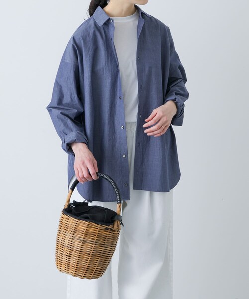 かぐれ（カグレ）の「ハイツイストコットンレギュラーシャツ（シャツ/ブラウス・レディース・BLUE/NAVY・Free）」の2枚目の写真