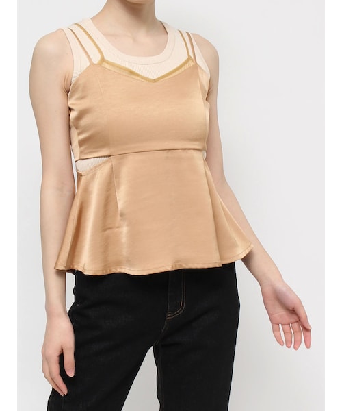 RESEXXY（リゼクシー）の「シアーコンビキャミソール（キャミソール・レディース・ホワイト/ブラック/オレンジ・F）」の3枚目の写真