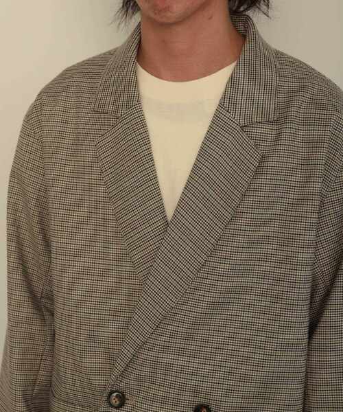 SENSE OF PLACE by URBAN RESEARCH（センスオブプレイスバイアーバンリサーチ）の「チェックダブルルーズジャケット（テーラードジャケット・メンズ・BEG×KHK・M/L）」の14枚目の写真