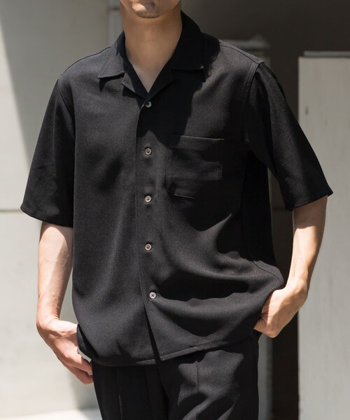 URBAN RESEARCH ROSSO（アーバンリサーチロッソ）の「『WEB限定』『セットアップ対応』パナマ風オープンカラー半袖シャツ（シャツ/ブラウス・メンズ・NAVY/WHITE/ICE GRAY/MOCHA/BLACK・M/L）」の2枚目の写真