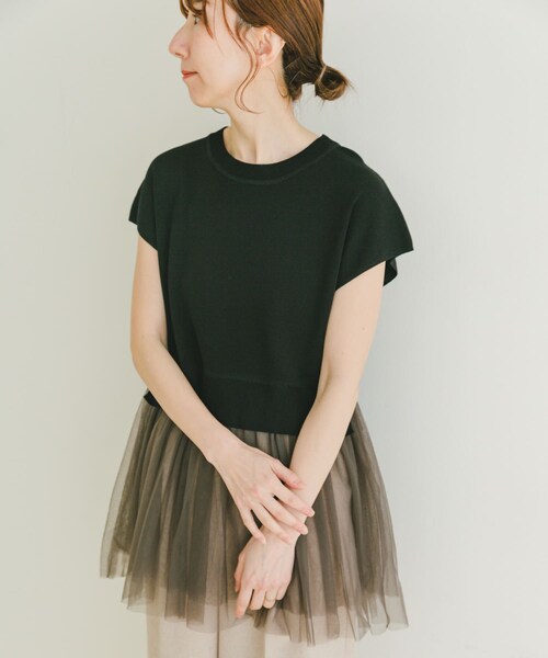 ITEMS URBANRESEARCH(アイテムズ アーバンリサーチ)の「ソウバリチュールドッキングニット(ニット/セーター・レディース・NVY/BLK/OFF・FREE)」の13枚目の写真