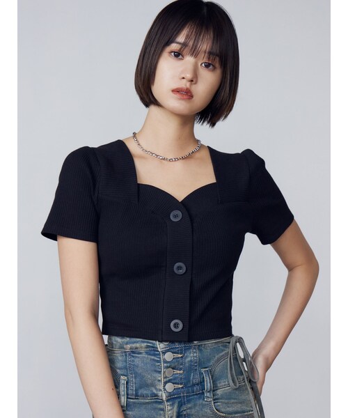 EMODA（エモダ）の「フロントボタンショートリブトップ（その他トップス・レディース・ブラック/ブルー/レッド・F）」の10枚目の写真