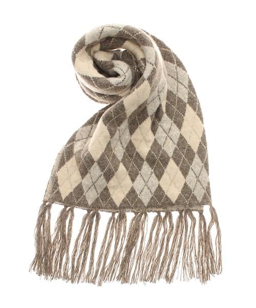 Ungrid（アングリッド）の「アーガイルニットマフラー（マフラー・レディース・ベージュ/チャコールグレー/ネイビー・F）」の2枚目の写真