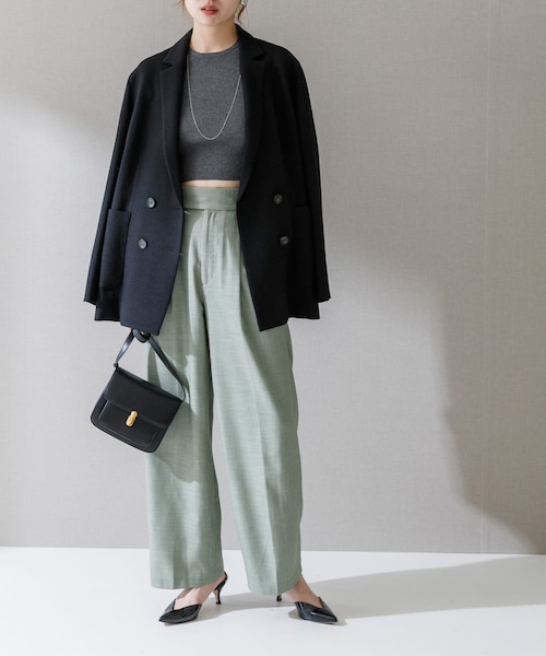 URBAN RESEARCH ROSSO（アーバンリサーチロッソ）の「ハイウエストツイードワイドパンツ（その他パンツ・レディース・BLACK/BEIGE/MINT・36/38）」の3枚目の写真