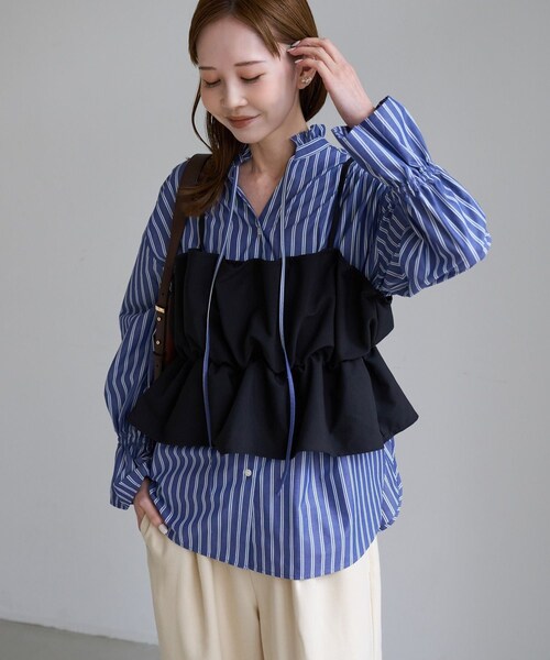 ROPE' PICNIC(ロペピクニック)の「レイヤードビスチェキャミソール(キャミソール・レディース・ブラック/ベージュ/ネイビー・F)」の8枚目の写真
