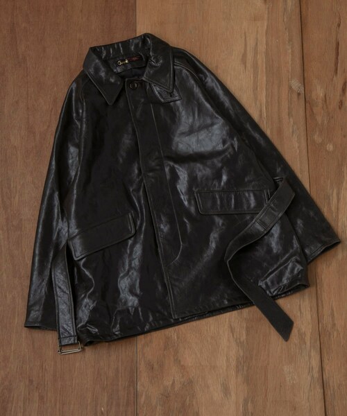 Gurank　Lamb leather short trench coat