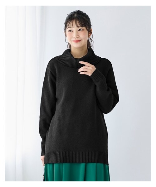 nissen（ニッセン）の「大きいサイズ 静電気が起きにくい洗濯機で洗えるゆるオフタートルニットプルオーバー（ニット/セーター・レディース・杢チャコールグレー/杢ネイビー/黒/杢グリーン/杢ベージュ・L/LL/3L/4L/5L/6L/8L/10L）」の13枚目の写真