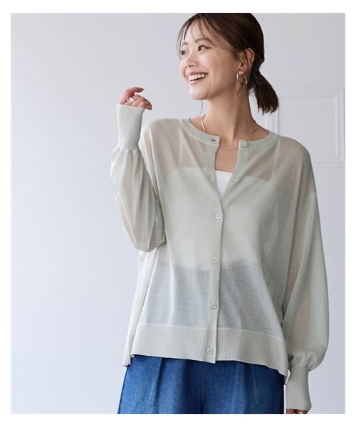 nissen（ニッセン）の「＜大きいサイズ＞【アイスクリーンライト】シアーカーディガン（接触冷感・毛玉になりにくい・洗濯機で洗える）（カーディガン/ボレロ・レディース・黒/ライトグレー/ミント/ラベンダーピンク/ライトブルー/ミスティラベンダー/ダークオリーブ/ディープネイビー・L/LL/3L/4L/5L/6L/8L/10L）」の18枚目の写真