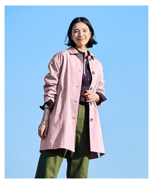 nissen（ニッセン）の「大きいサイズ 綿混ふわっと柔らかゆるシルエットステンカラーコート（ステンカラーコート・レディース・キャメルベージュ/グレイッシュブルー/エクリュ/ネイビー/黒/カーキ/ピンクベージュ/ラベンダー・L/LL/3L/4L/5L/6L/8L/10L）」の8枚目の写真