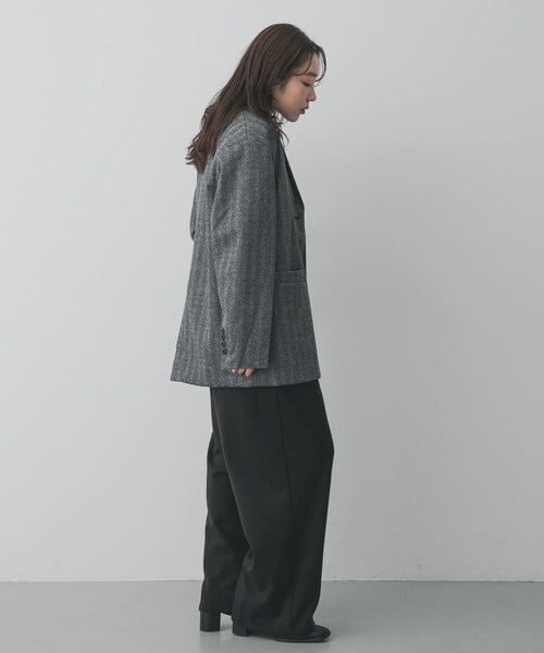 SENSE OF PLACE by URBAN RESEARCH（センスオブプレイスバイアーバンリサーチ）の「ジャージーメルトンテーラード（テーラードジャケット・レディース・BLK×WHT/BRN×BLK・One）」の7枚目の写真