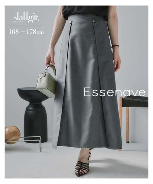 高身長　ボタンデザインＡラインロングスカート（トールサイズ）Essenave