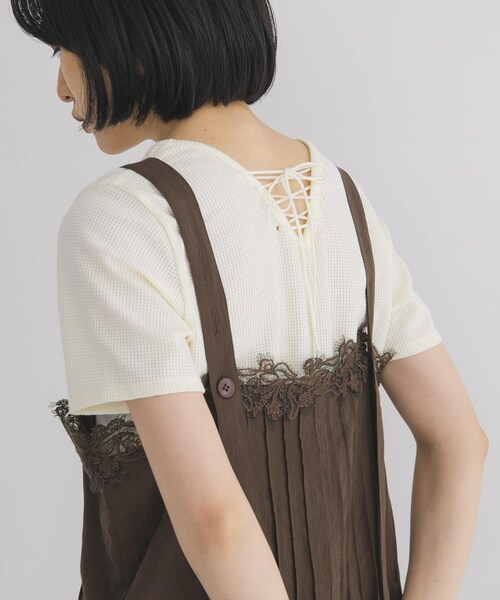 KBF（ケイビーエフ）の「2WAYレースアップトップス（Tシャツ/カットソー・レディース・IVORY/BLACK/TOP GRAY・One）」の5枚目の写真