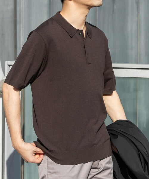 URBAN RESEARCH ROSSO（アーバンリサーチロッソ）の「『WEB限定』シルク混サマーニットポロシャツ（ポロシャツ・メンズ・GREIGE/BLUE GRAY/BROWN・M/L）」の16枚目の写真
