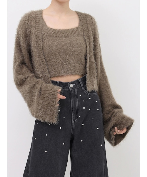 EATME（イートミー）の「ニットキャミ&カーディガンセット（その他トップス・レディース・ブラック/ピンク/ブラウン・F）」の4枚目の写真