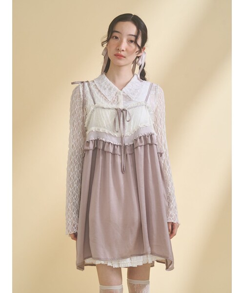 merry jenny（メリージェニー）の「サテンリボンキャミチュニック（チュニック・レディース・アイボリー/ピンク/ラベンダー・F）」の8枚目の写真