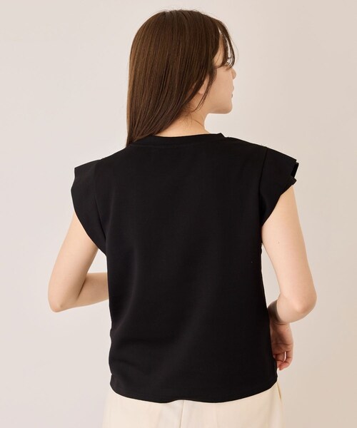 Jayro(ジャイロ)の「フレンチスリーブパールポンチカットソー(Tシャツ/カットソー・レディース・ブラック/ホワイト系・F)」の6枚目の写真