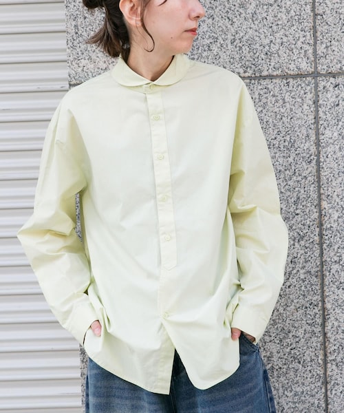ITEMS URBANRESEARCH(アイテムズ アーバンリサーチ)の「ブロード ラウンドカラーシャツ(シャツ/ブラウス・メンズ・SAX/IVO/PPL/LIME GREEN・M/L)」の2枚目の写真