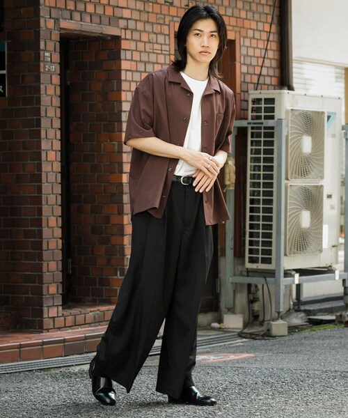 SENSE OF PLACE by URBAN RESEARCH(センスオブプレイスバイアーバンリサーチ)の「オープンカラールーズシャツ(5分袖)ll(シャツ/ブラウス・メンズ・BROWN/BLACK/GREIGE・S/M/L)」の19枚目の写真